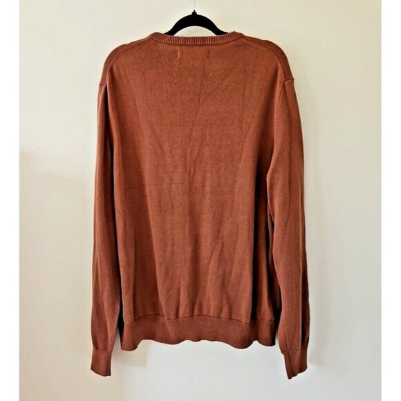 Amazon Essential Sweater Mens XL Toffee Brown Long Sleeve Cotton Knit Crewneck - Picture 2 of 15